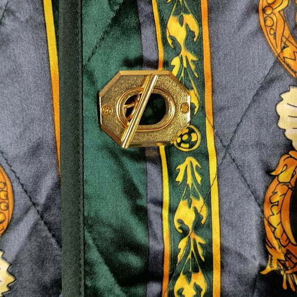 Vintage Reversible Jacket Womens XL Italian Scarf Print Quilted 80s Art to Wear - Picture 5 of 15